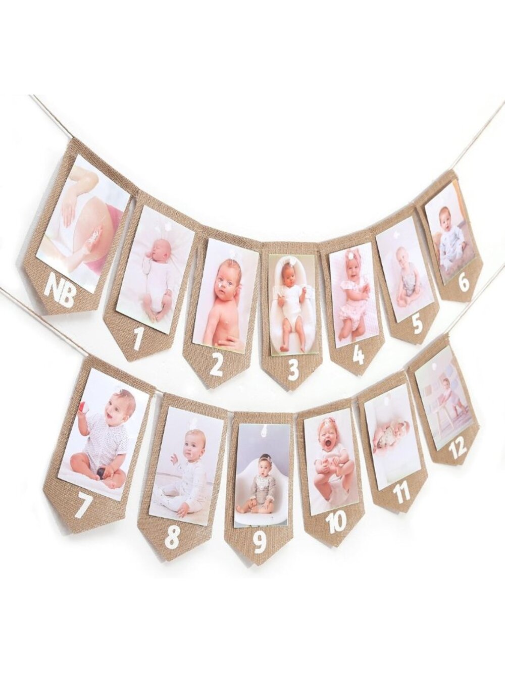 1st Birthday Burlap Photo Banner - Monthly Milestone Decor for Baby's First Year